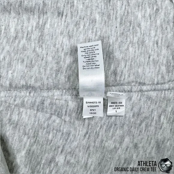 ATHLETA ORGANIC DAILY CREW TEE SHIRT GREY HEATHER COTTON T-SHIRT SIZE LARGE NEW - Picture 11 of 14